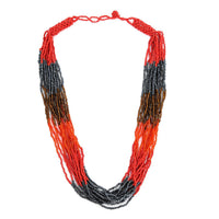 White Seed Beaded with Shell Multi Strand Necklace 20 Inches