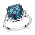 Certified LUXORO 10K White Gold AAA London Blue Topaz and Diamond G-H I1 Ring 7.10 ctw - Sticky add to cart bar