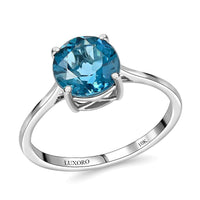 TLV LUXORO 10K White Gold AAA London Blue Topaz Solitaire Ring 2.45 ctw