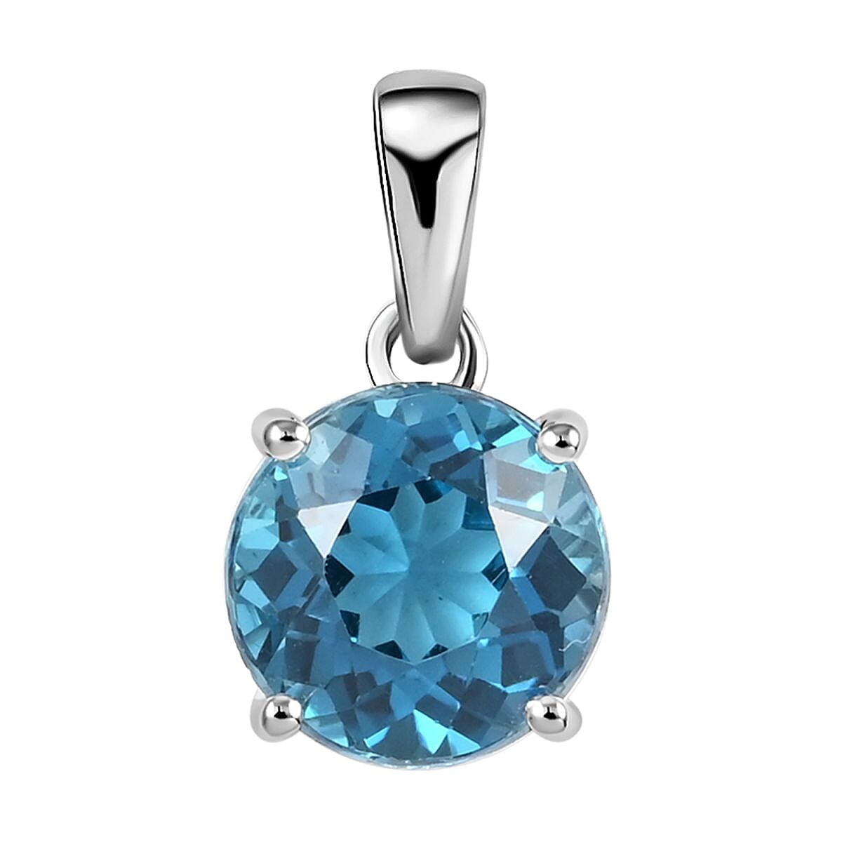 Luxoro AAA London Blue Topaz 2.45 ctw Solitaire Pendant in 10K White Gold