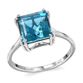 LUXORO 10K White Gold AAA London Blue Topaz Solitaire Ring 6.00 ctw - Sticky add to cart bar