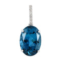 Luxoro 10K White Gold AAA London Blue Topaz and G-H I1 Diamond Solitaire Pendant 7.15 ctw - Sticky add to cart bar