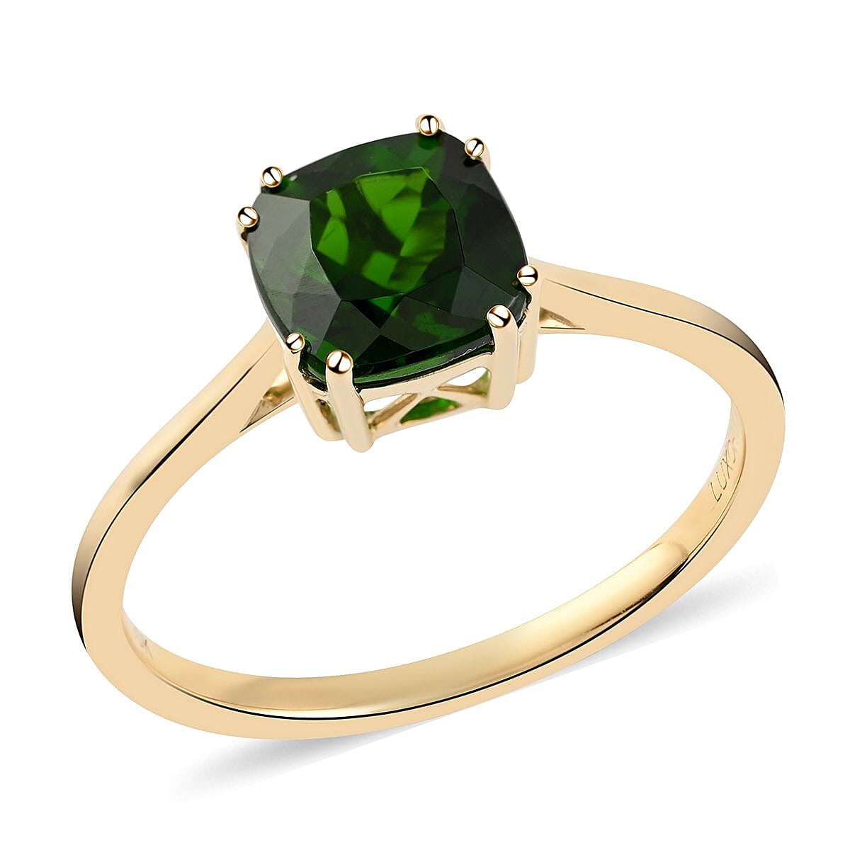 Certified Luxoro 10K Yellow Gold AAA Chrome Diopside Solitaire Ring 1.60 ctw