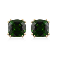 Certified & Appraised Luxoro AAA Chrome Diopside 3.15 ctw Solitaire Stud Earrings in 10K Yellow Gold