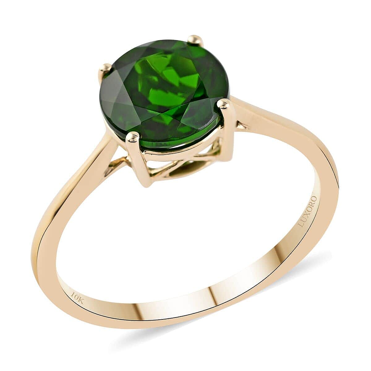 Certified & Appraised LUXORO 10K Yellow Gold AAA Natural Chrome Diopside Solitaire Ring 2.15 ctw