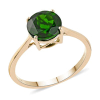 Certified & Appraised LUXORO 10K Yellow Gold AAA Natural Chrome Diopside Solitaire Ring 2.15 ctw