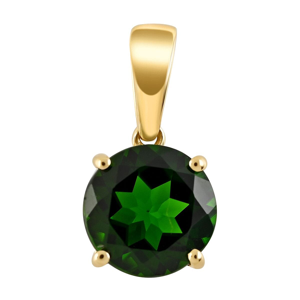 Certified Luxoro 10K Yellow Gold AAA Chrome Diopside Solitaire Pendant 2.15 ctw