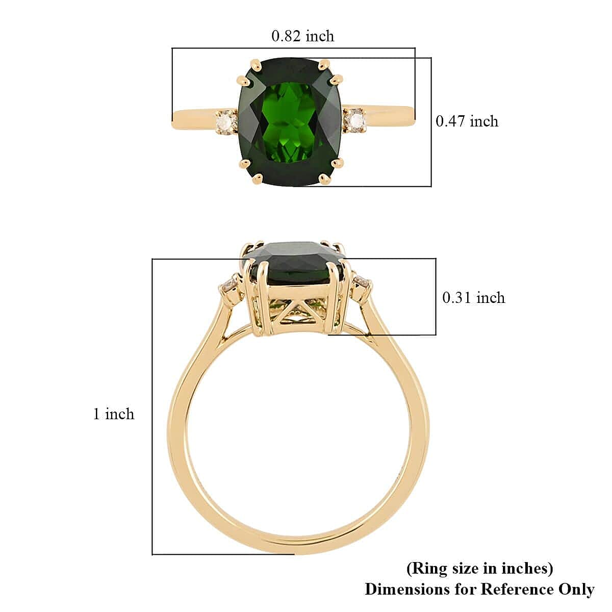 Certified & Appraised LUXORO 14K Yellow Gold AAA Natural Chrome Diopside and G-H I1 Diamond Ring 2.15 Grams 2.90 ctw