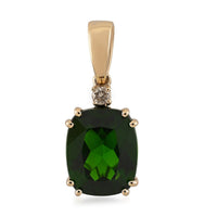 Certified Luxoro 14K Yellow Gold AAA Chrome Diopside, Diamond Accent (G-H, I1) Pendant 2.91 ctw