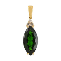 Certified and Appraised Luxoro 14K Yellow Gold AAA Chrome Diopside and G-H I1 Diamond Accent Pendant without Chain 4.00 ctw