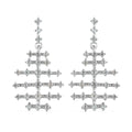 Doorbuster White Zircon Fish Bone Earrings in Platinum Over Sterling Silver 1.15 ctw - Sticky add to cart bar