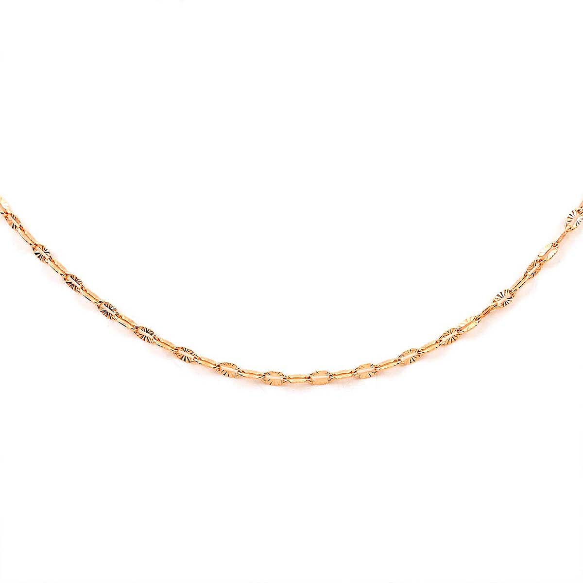 Italian 14K Rose Gold Over Sterling Silver Diamond Cut Necklace 24 Inches 2.70 Grams