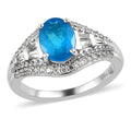 Malgache Neon Apatite, Natural White Zircon Ring in Platinum Over Sterling Silver (Size 9.0) 1.70 ctw - Sticky add to cart bar