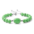 Green Jade Beaded Bolo Bracelet in Rhodium Over Sterling Silver 83.50 ctw - Sticky add to cart bar
