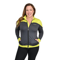ISAAC MIZRAHI Charcoal and Yellow Hooded Zip-up Sport Jacket - L