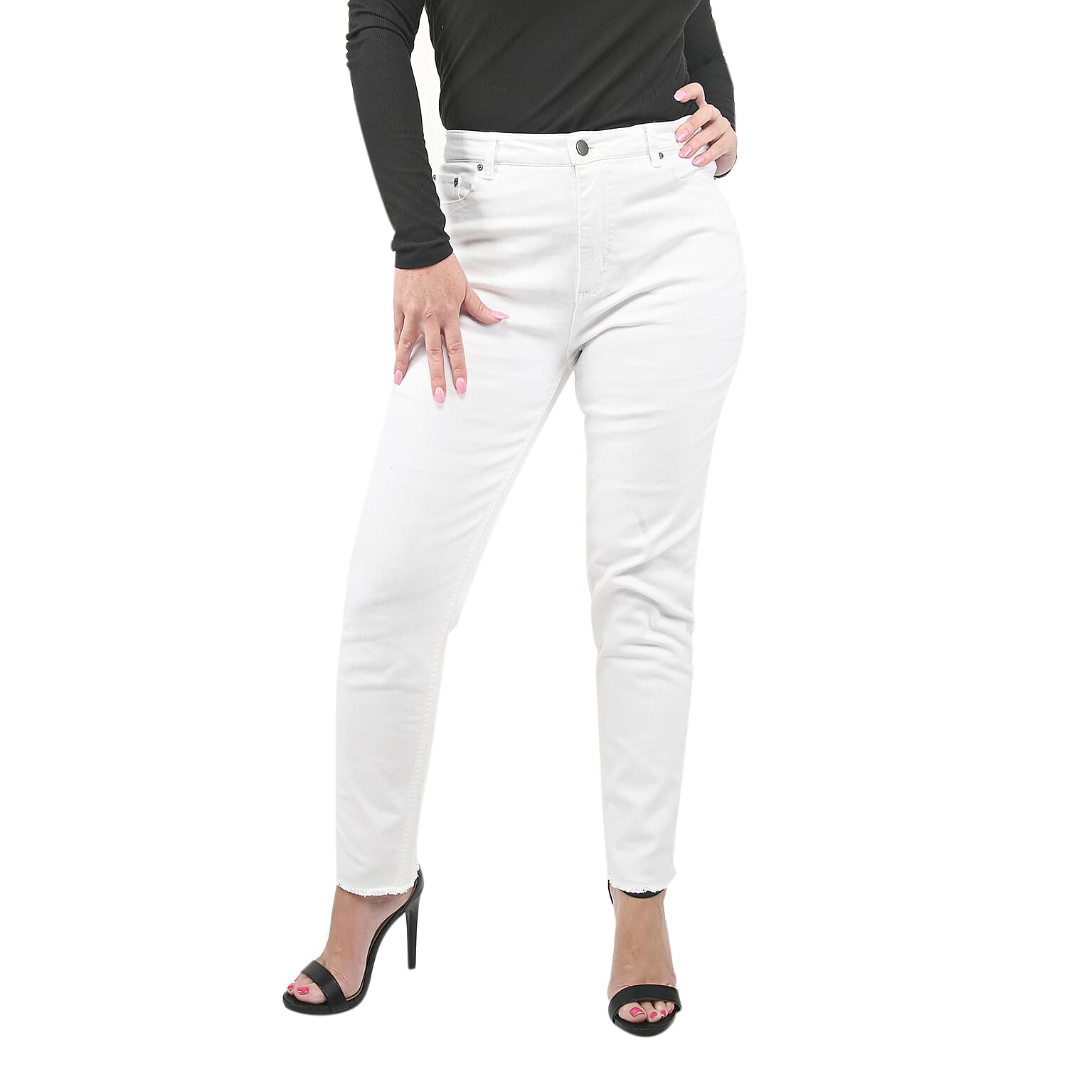 HALSTON White Denim Skinny High Waist Jean - Size 6