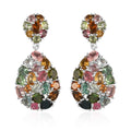 Multi-Tourmaline Dangling Earrings in Platinum Over Sterling Silver 6.40 ctw - Sticky add to cart bar
