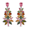 Multi-Tourmaline Floral Dangle Earrings in Platinum Over Sterling Silver 5.25 ctw - Sticky add to cart bar