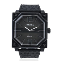 STRADA Japanese Movement Octagonal Dial Sports Watch with Black Silicone Strap