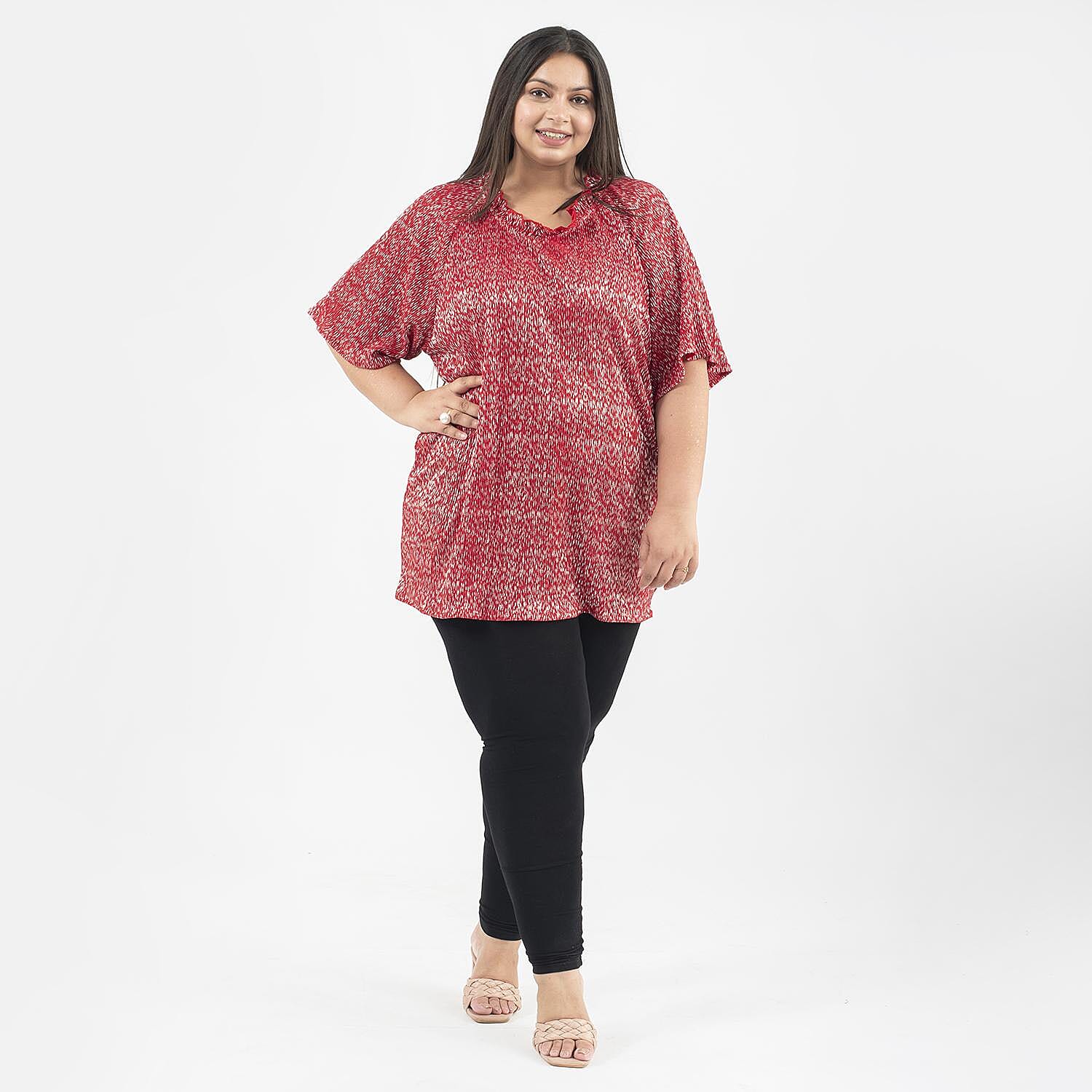 TAMSY, 100% POLYESTER, TUNIC, SIZE- ONE SIZE MISSY, COLOR-RED
