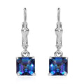 Asscher Cut Periwinkle Bloom Petalite Lever Back Earrings in Platinum Over Sterling Silver 1.85 ctw - Sticky add to cart bar