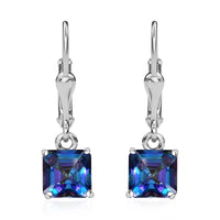 Asscher Cut Periwinkle Bloom Petalite Lever Back Earrings in Platinum Over Sterling Silver 1.85 ctw