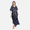 TAMSY Purple Leaf Print Square Neck Kaftan - One Size Fits Most - Sticky add to cart bar