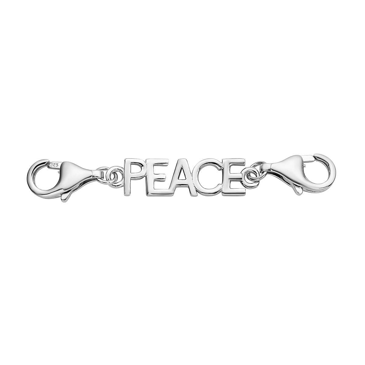 Rhodium Over Sterling Silver 2pcs 9mm Lobster Lock with PEACE Lobster Lock (1.5 Inch)