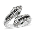 Blue, White and Green Austrian Crystal Serpent Couple Open Ring in Stainless Steel - Sticky add to cart bar