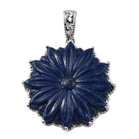 Karis Freshened Lapis Lazuli Sunflower Pendant in Platinum Bond 28.20 ctw