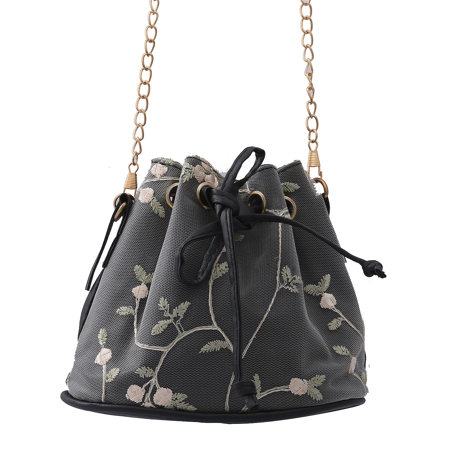 ROYAL SIAMESE Black Color Faux Leather Bucket Bag