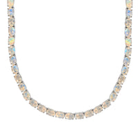 Premium Rainbow Moonstone and Diamond Accent Tennis Necklace 18 Inches in Platinum Over Sterling Silver 49.25 ctw