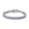 Tanzanite and Natural White Zircon Double Row Tennis Bracelet in Platinum Over Sterling Silver (6.50 In) 13.40 Grams 12.25 ctw - Sticky add to cart bar