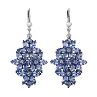 Tanzanite Lever Back Earrings in Rhodium and Platinum Over Sterling Silver 8.25 ctw
