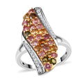Multi-Tourmaline and Natural White Zircon Elongated Ring in 14K Yellow Gold Over and Platinum Over Sterling Silver 2.00 ctw Be the first to write a review - Sticky add to cart bar