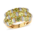 Arizona Peridot and White Zircon Ring in Vermeil Yellow Gold Over Sterling Silver (Size 8.0) 3.50 ctw - Sticky add to cart bar