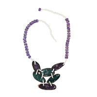 Purple Color Beaded, Shell and Resin Necklace (21 Inches)