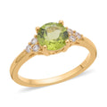 Premium Peridot and Natural White Zircon Ring in Vermeil Yellow Gold Over Sterling Silver 1.75 ctw - Sticky add to cart bar