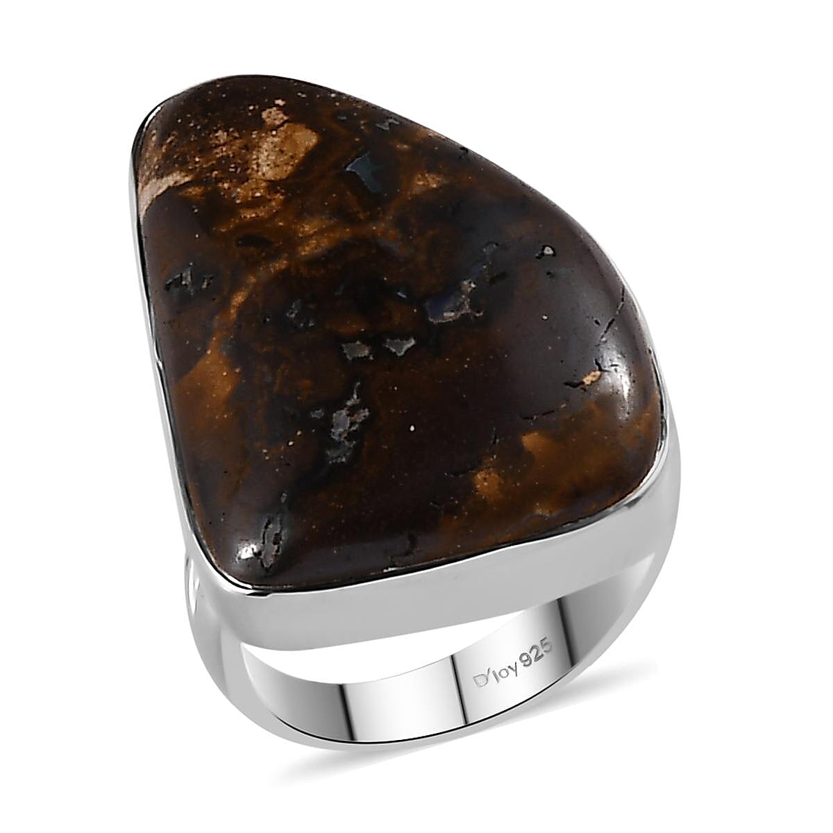 Artisan Crafted Natural Australian Boulder Opal Solitaire Ring in Sterling Silver 24.35 ctw