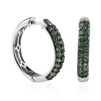 Merelani Mint Garnet Hoop Earrings in Platinum Over Sterling Silver 1.85 ctw