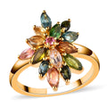 Multi-Tourmaline Elongated Ring in Vermeil Yellow Gold Over Sterling Silver (Size 8.0) 1.65 ctw - Sticky add to cart bar