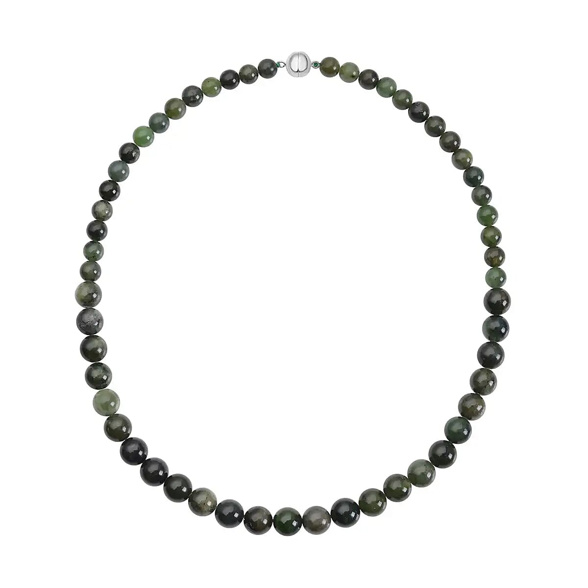 Canadian Natural Jade Beaded Necklace, Jade Beads Necklace, Rhodium Over Sterling Silver Necklace, Gradual Beads Necklace, 20 Inch Necklace 337.50 ctw