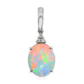 Certified Luxoro 10K White Gold AAA Ethiopian Welo Opal and G-H I1 Diamond Pendant without Chain 2.40 ctw - Sticky add to cart bar