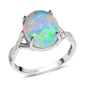 Certified & Appraised LUXORO 10K White Gold AAA Ethiopian Welo Opal and G-H I1 Diamond Ring 2.25 Grams 3.20 ctw - Sticky add to cart bar