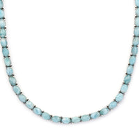 Larimar Tennis Necklace 18 Inches with Sea Horse Lock in Platinum Over Sterling Silver 51.15 ctw