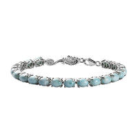 Larimar Tennis Bracelet with Sea Horse in Platinum Over Sterling Silve (7.25 In) 17.35 ctw (Del. in 7-10 Days)