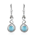 Larimar and White Zircon Lever Back Earrings in Platinum Over Sterling Silver 3.40 ctw - Sticky add to cart bar