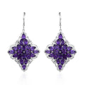 Orissa Rhodolite Garnet and Natural White Zircon Sparkle Earrings in Platinum Over Sterling Silver 11.00 ctw - Sticky add to cart bar