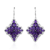 Orissa Rhodolite Garnet and Natural White Zircon Sparkle Earrings in Platinum Over Sterling Silver 11.00 ctw