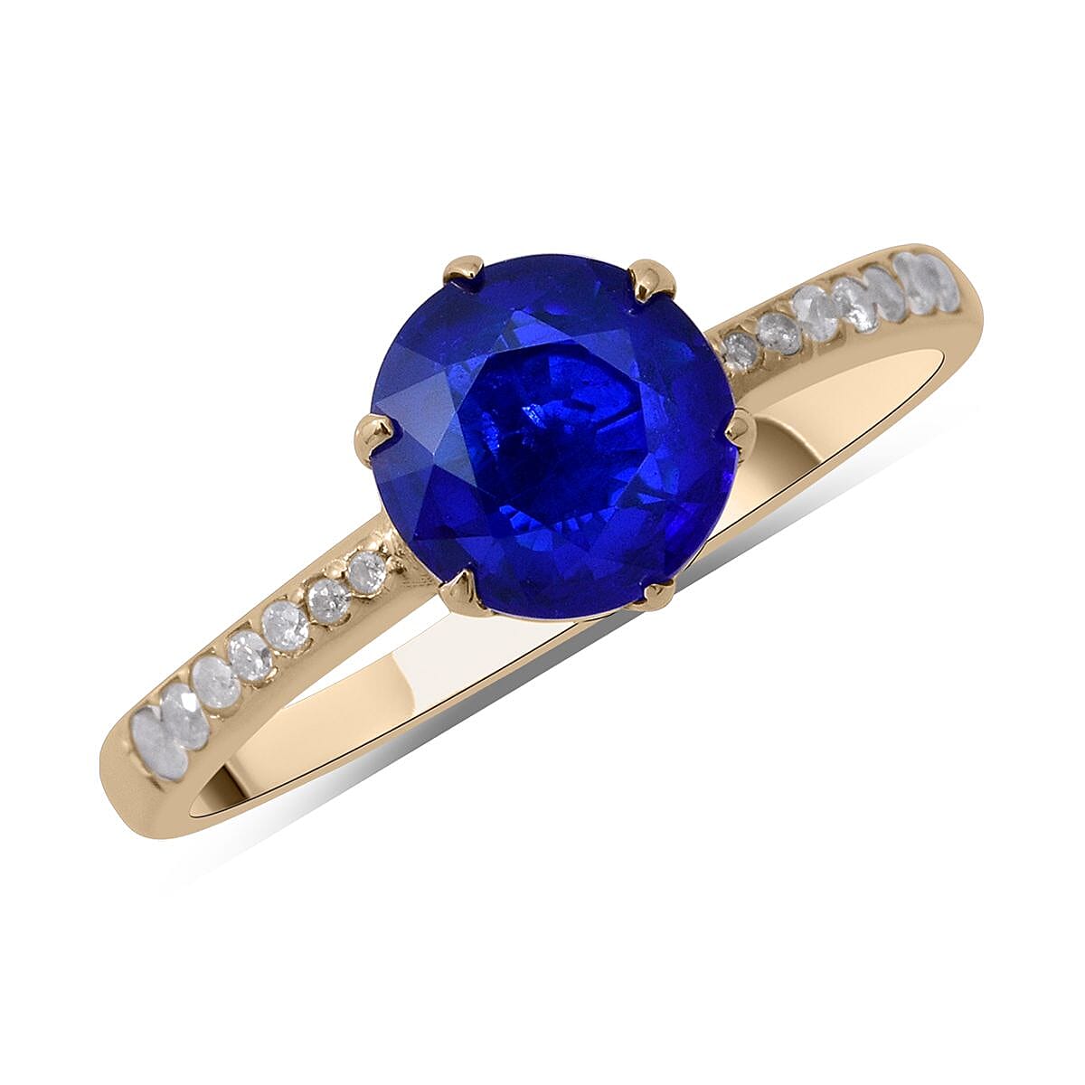 LUXORO 10K Yellow Gold AAA Tanzanian Blue Spinel and Diamond Ring 2.20 Grams 1.70 ctw